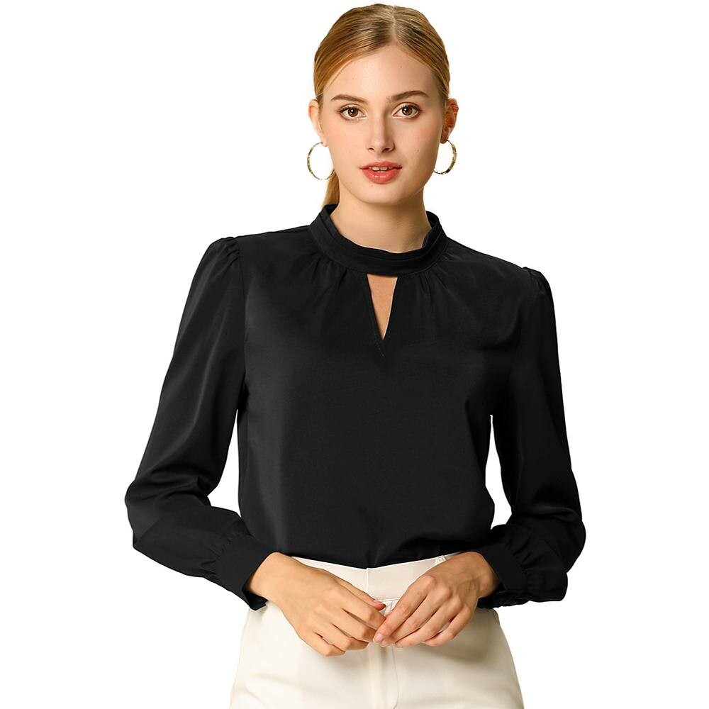 Женская плиссированная блузка на пуговицах с воротником-стойкой сзади, топы ALLEGRA K, черный
Женская плиссированная блузка на пуговицах с воротником-стойкой сзади, топы ALLEGRA K, черный