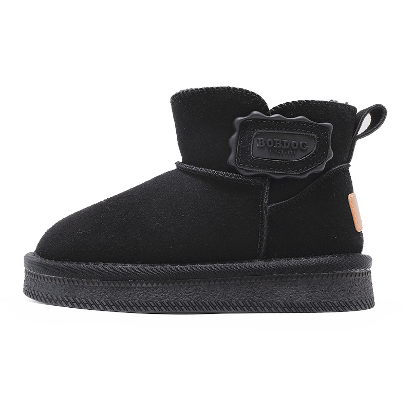 Нескользящие, износостойкие, теплые детские хлопковые ботинки для детей BOBDOG, черный 
Нескользящие, износостойкие, теплые детские хлопковые ботинки для детей BOBDOG, черный