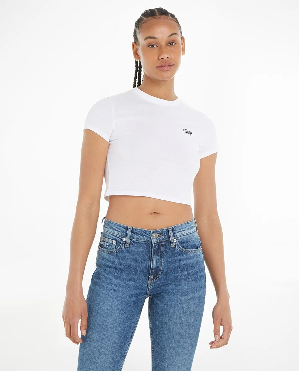 Женская укороченная футболка с короткими рукавами Tommy Jeans, белый
Женская укороченная футболка с короткими рукавами Tommy Jeans, белый