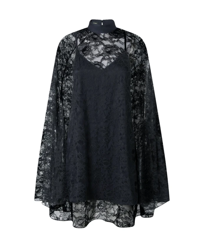 Короткое кружевное платье с высоким воротником - модель Scarabeo Pinko, черный
Короткое кружевное платье с высоким воротником - модель Scarabeo Pinko, черный