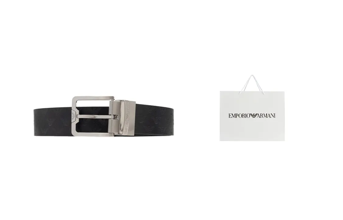 EMPORIO ARMANI Кожаный ремень для мужчин с логотипом, черный, ширина 3.3 см
EMPORIO ARMANI Кожаный ремень для мужчин с логотипом, черный, ширина 3.3 см