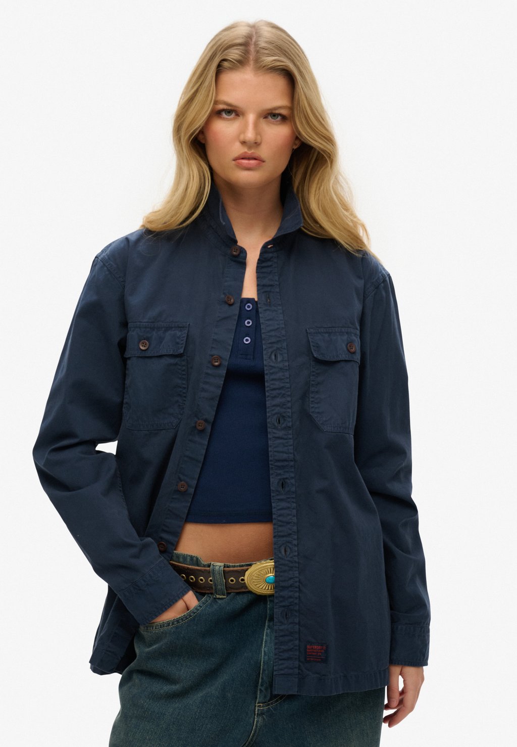Блузка на пуговицах Superdry, синий
Блузка на пуговицах Superdry, синий