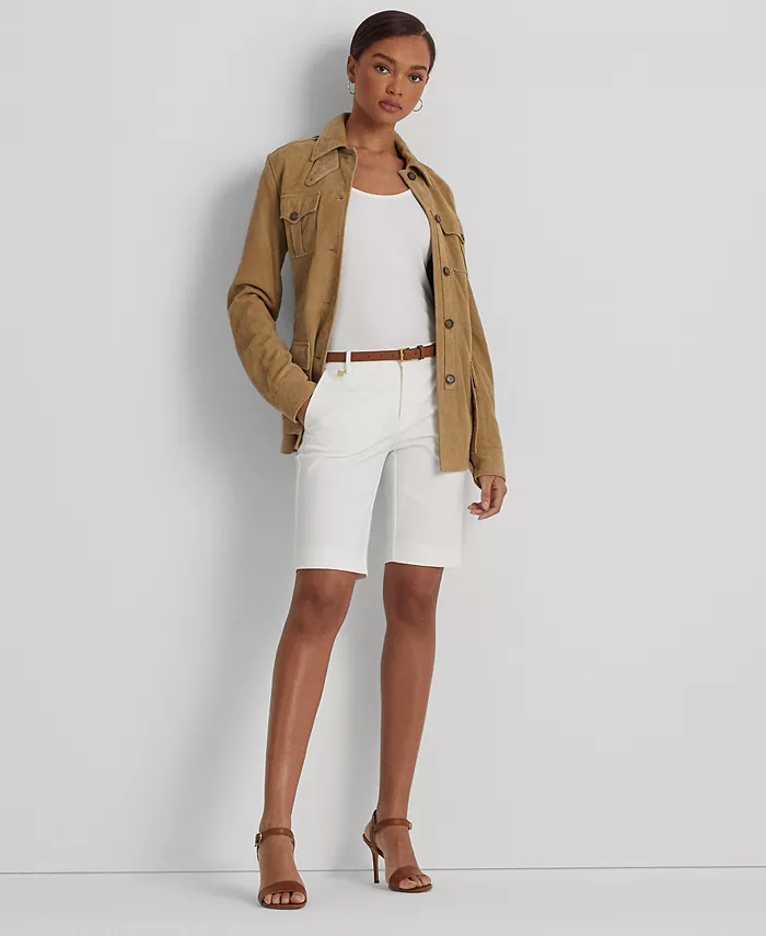 Шорты-бермуды из эластичной саржи Lauren Ralph Lauren, белый 
Шорты-бермуды из эластичной саржи Lauren Ralph Lauren, белый