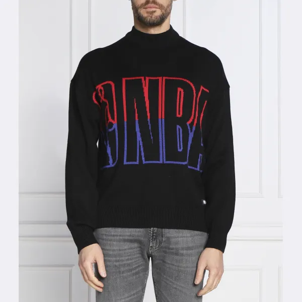 Свитер обычного кроя Boss x nba с добавлением шерсти Boss, черный 
Свитер обычного кроя Boss x nba с добавлением шерсти Boss, черный