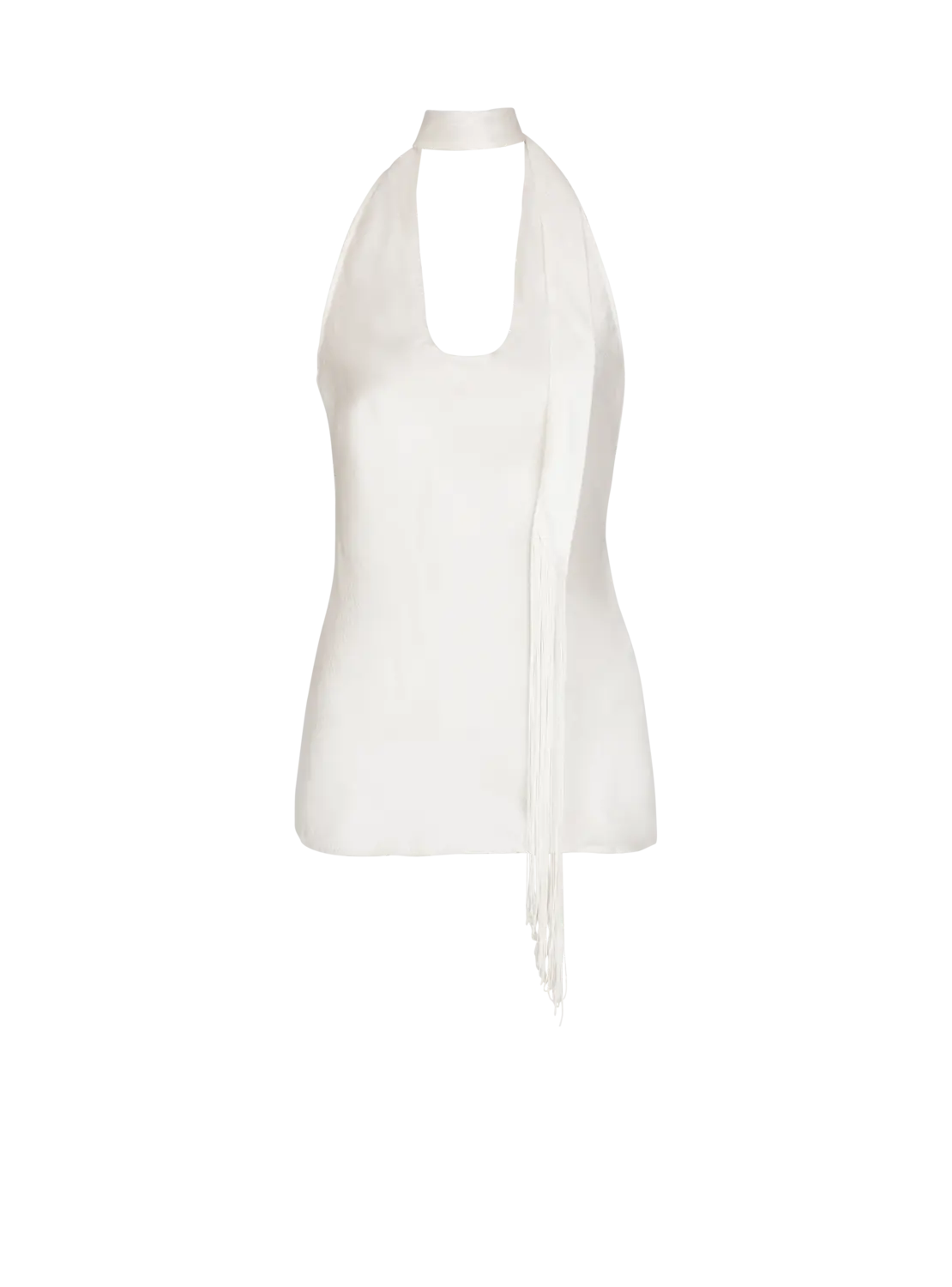 Атласный топ без спины с бахромой Balmain, белый
Атласный топ без спины с бахромой Balmain, белый