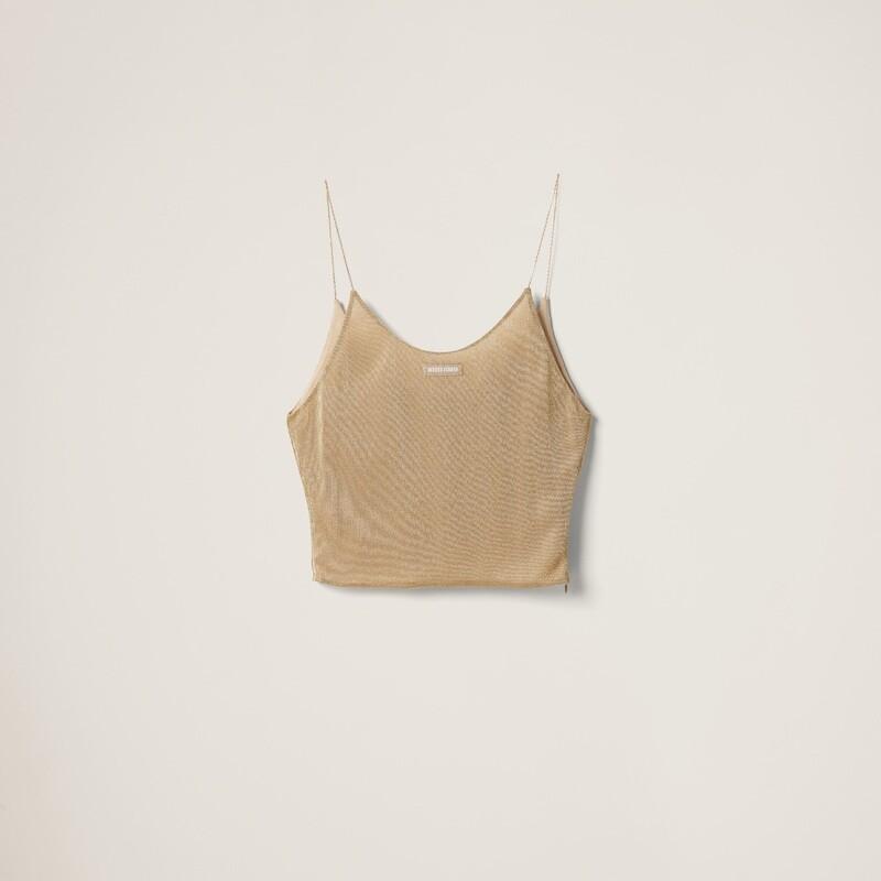 Сетчатый топ Miu Miu, золотой
Сетчатый топ Miu Miu, золотой