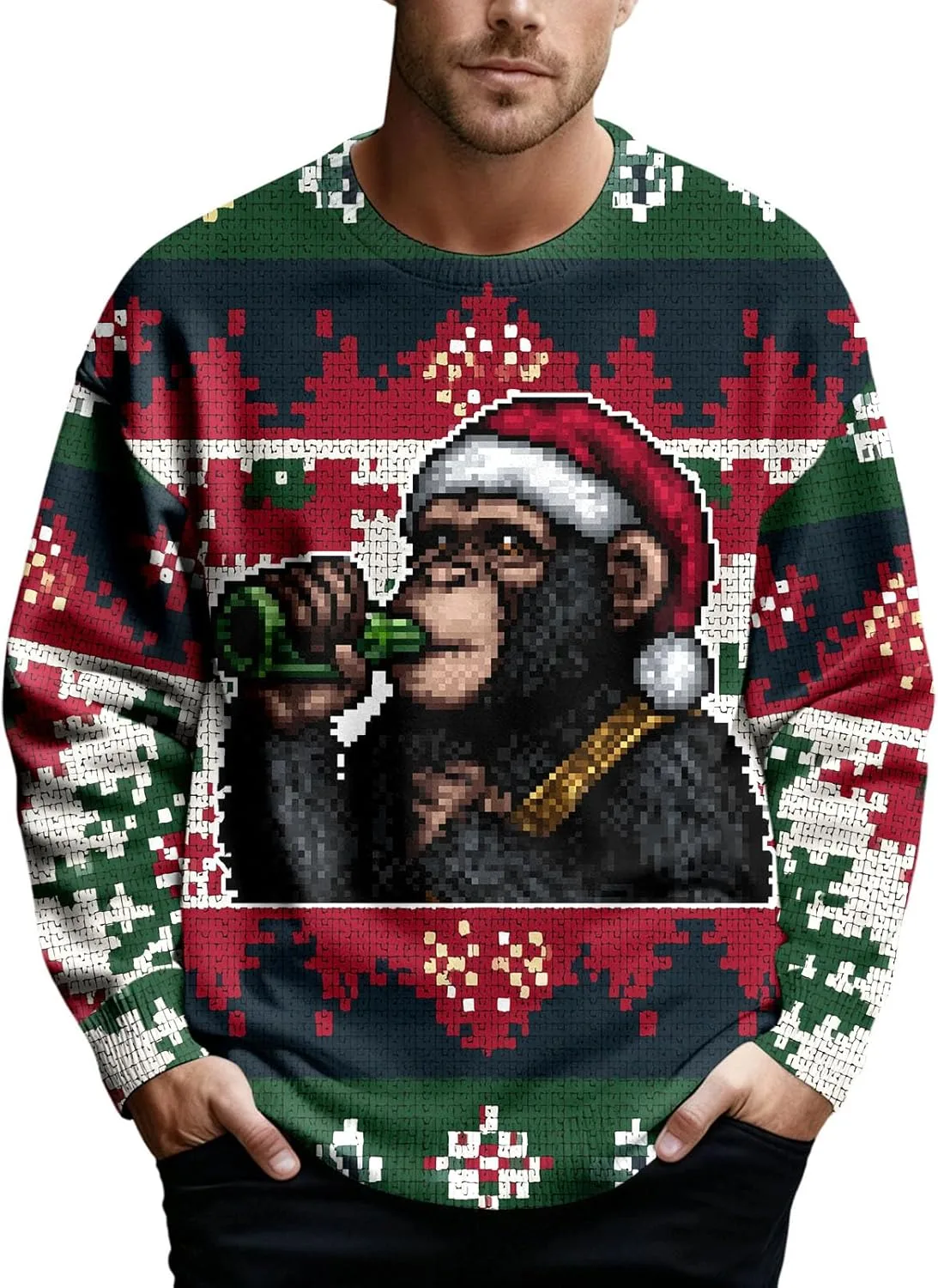 Мужской свитер Ugly Christmas с принтом Chimpanzee, свободный вязаный топ для праздника
Мужской свитер Ugly Christmas с принтом Chimpanzee, свободный вязаный топ для праздника