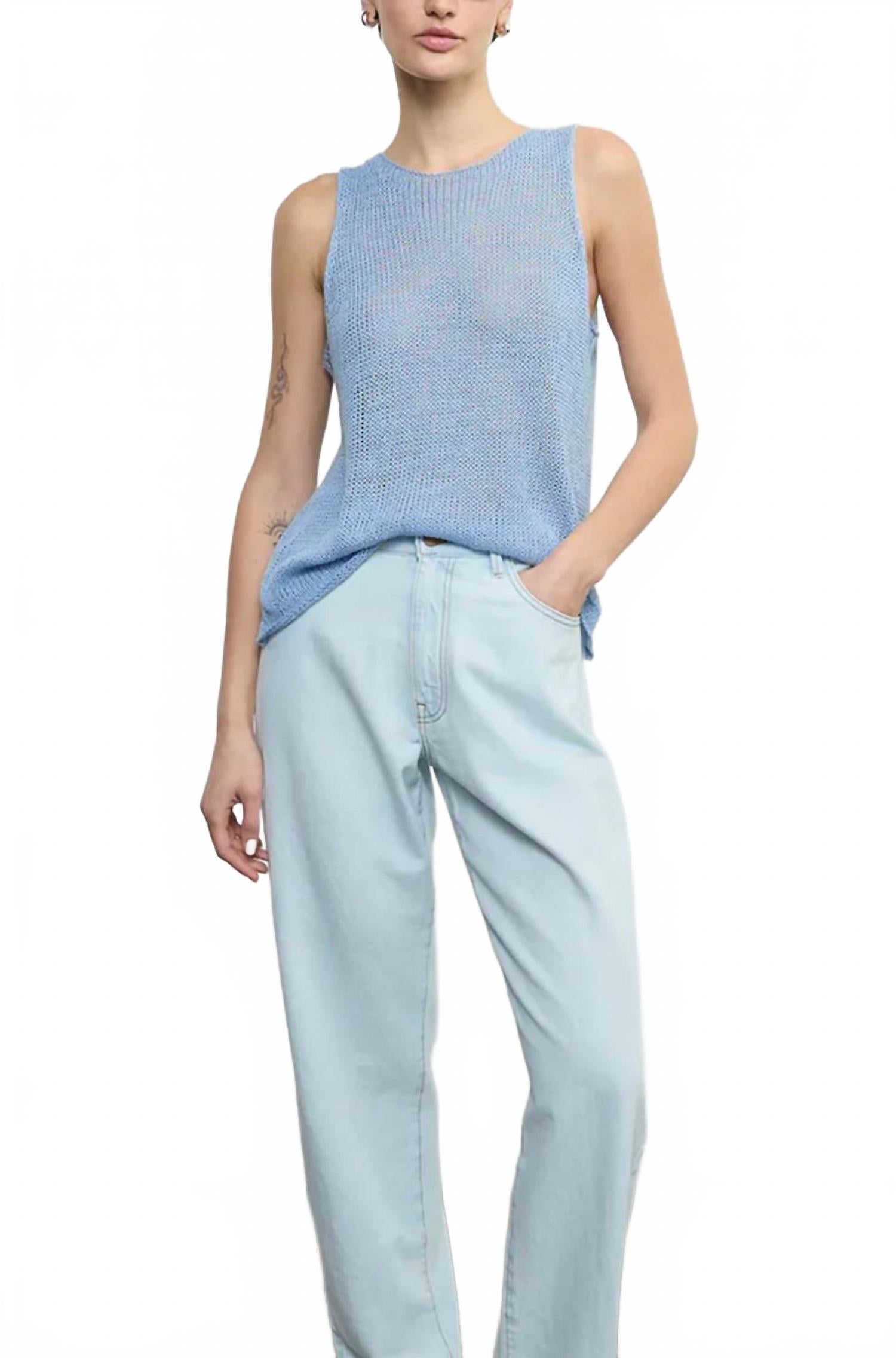 Enza Costa Льняная трикотажная майка небесно-голубого цвета
Enza Costa Льняная трикотажная майка небесно-голубого цвета