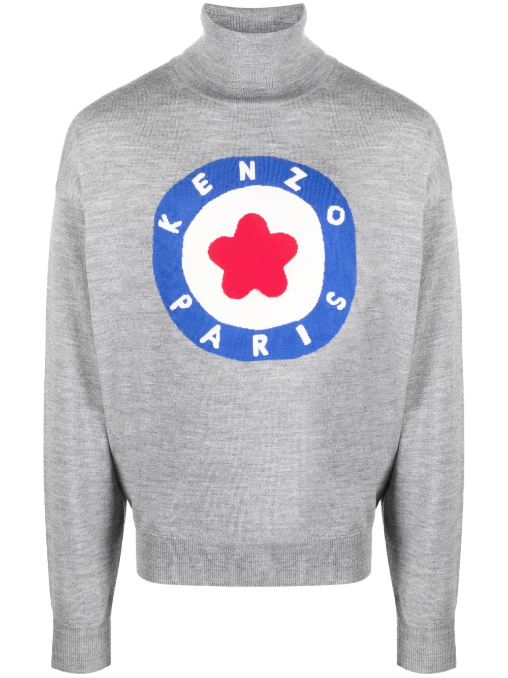 Джемпер тонкой вязки с высоким воротником KENZO, серый 
Джемпер тонкой вязки с высоким воротником KENZO, серый