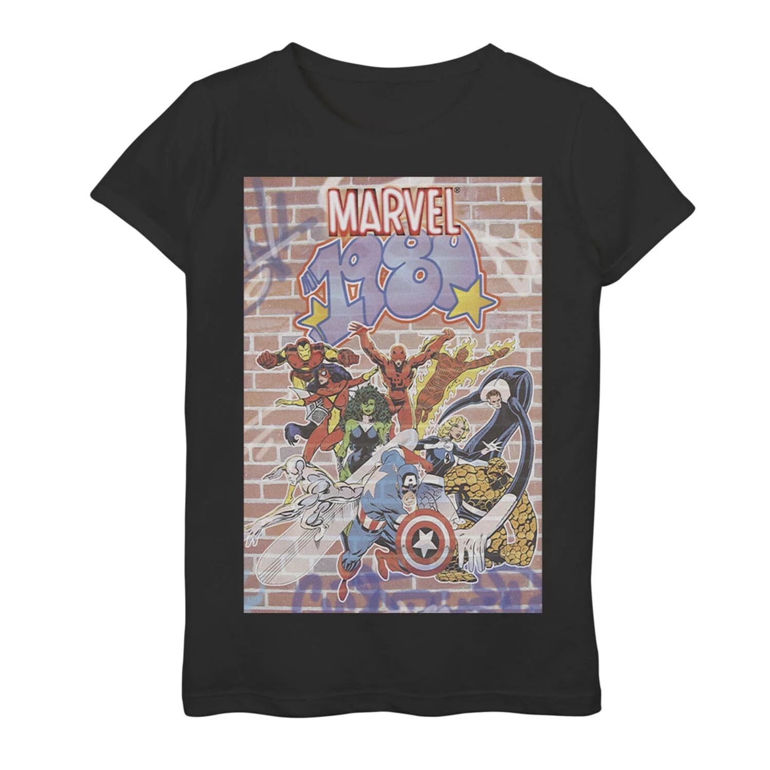 Эксклюзивная футболка Marvel D23 с граффити 1980 года для девочек 7–16 лет Marvel
Эксклюзивная футболка Marvel D23 с граффити 1980 года для девочек 7–16 лет Marvel