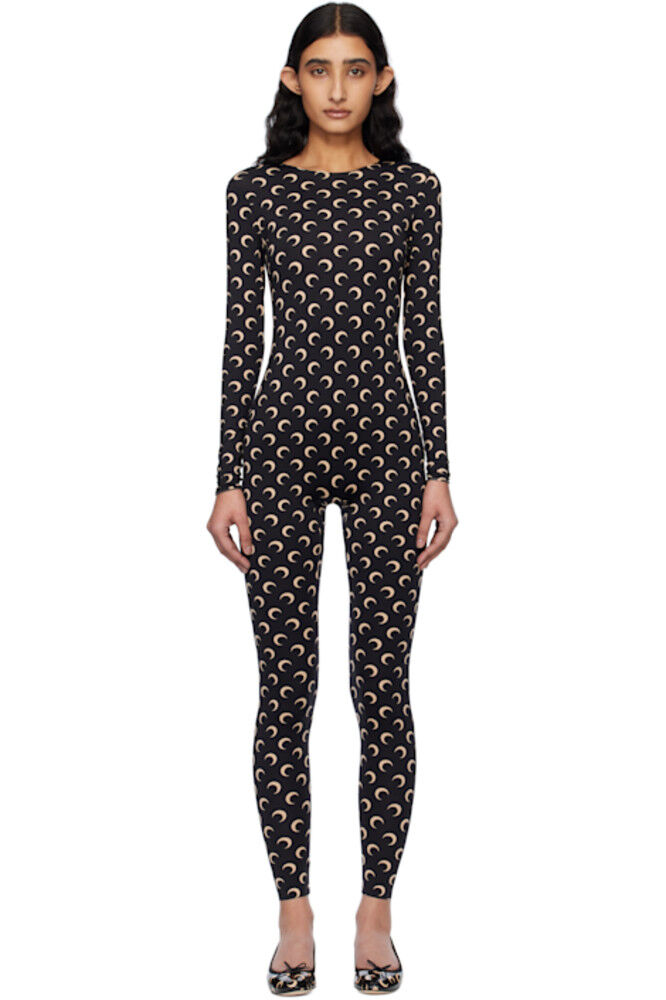 Черный и бежевый комбинезон Moon из переработанного джерси Marine Serre
Черный и бежевый комбинезон Moon из переработанного джерси Marine Serre