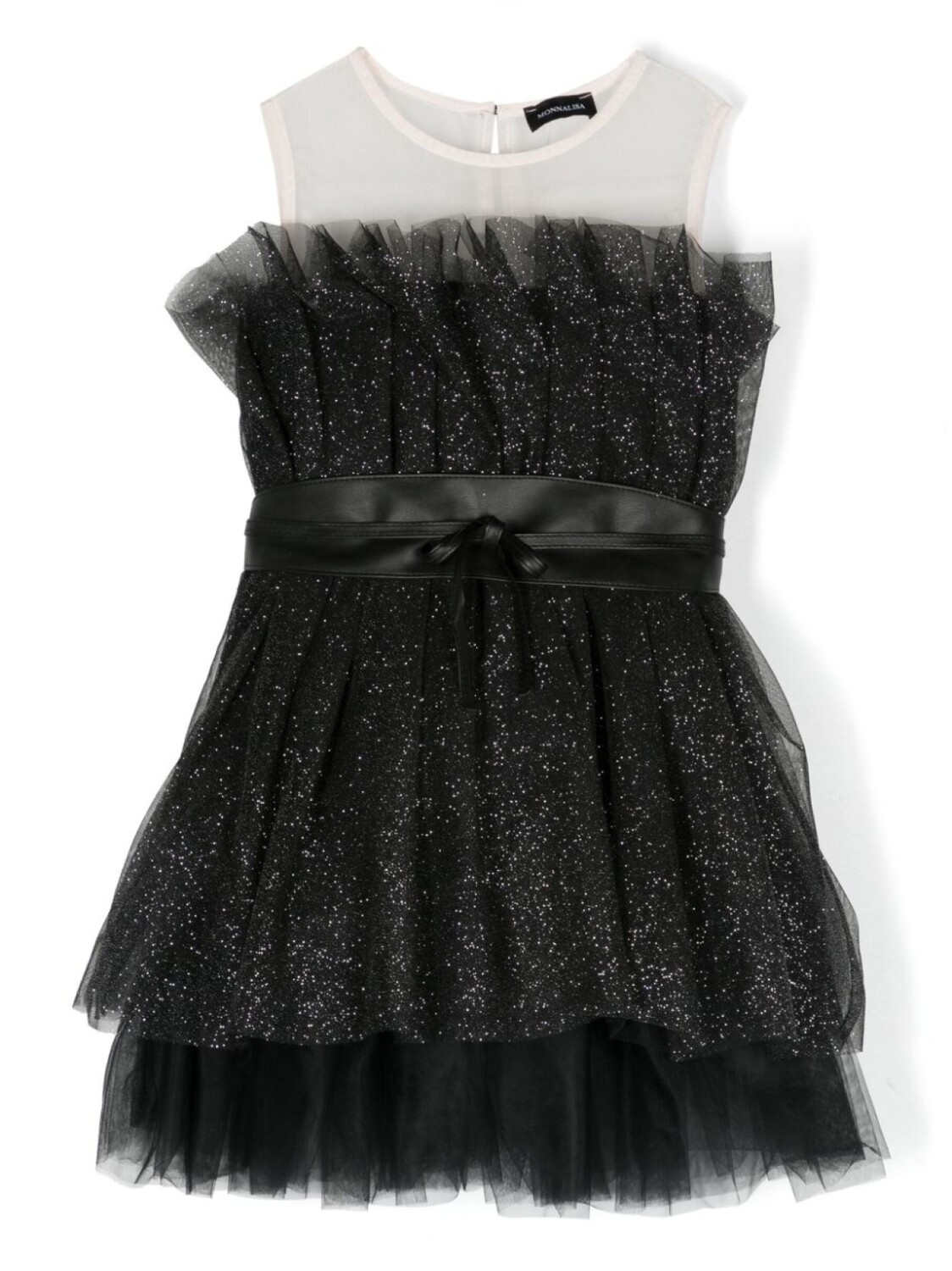 Monnalisa платье без рукавов со вставкой из тюля, черный