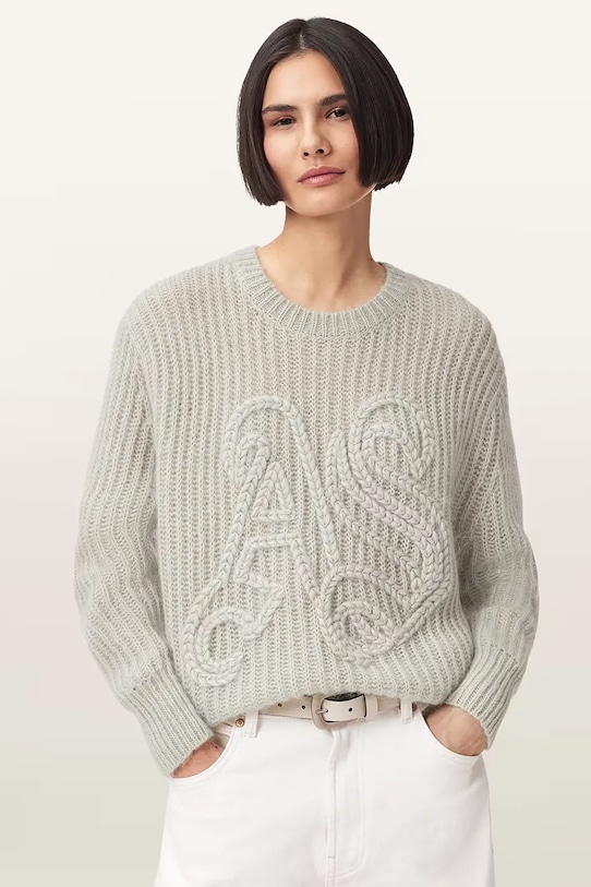 Шерстяной свитер с цепочкой AllSaints, серый
Шерстяной свитер с цепочкой AllSaints, серый