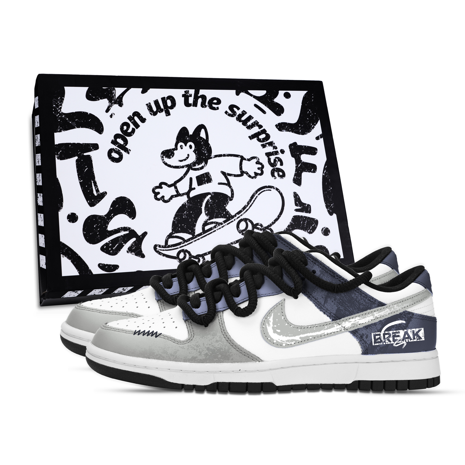 Nike Данк Фрагментед Дримс устойчивые к истиранию противоскользящие лоу-топ скейтборд кроссовки унисекс черный серый синий, цвет Black Gray Blue
Nike Данк Фрагментед Дримс устойчивые к истиранию противоскользящие лоу-топ скейтборд кроссовки унисекс черный серый синий, цвет Black Gray Blue