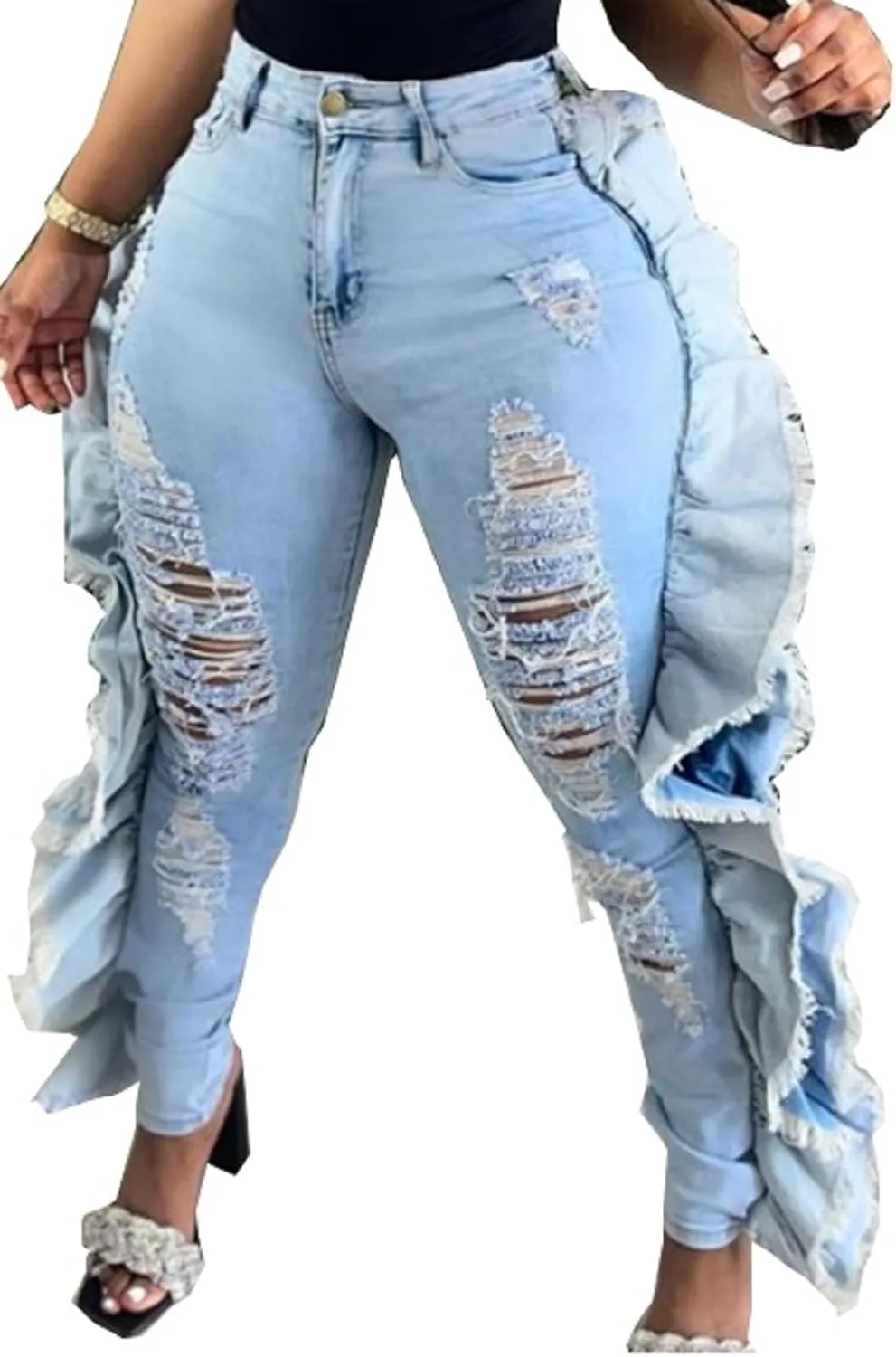 SperLucky Plus Size джинсы для женщин, синие, высокие, потертые
SperLucky Plus Size джинсы для женщин, синие, высокие, потертые