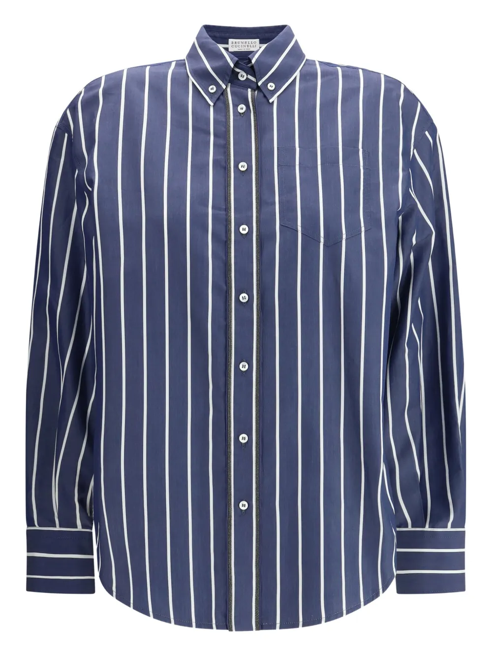 Полосатая рубашка на пуговицах Brunello Cucinelli, синий
Полосатая рубашка на пуговицах Brunello Cucinelli, синий