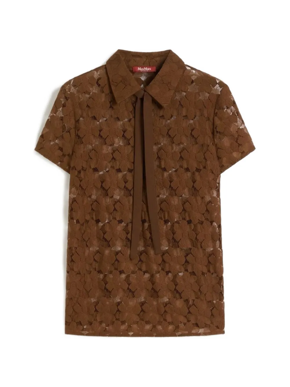 Топ с цветочным кружевом и завязкой на шее Max Mara, коричневый
Топ с цветочным кружевом и завязкой на шее Max Mara, коричневый