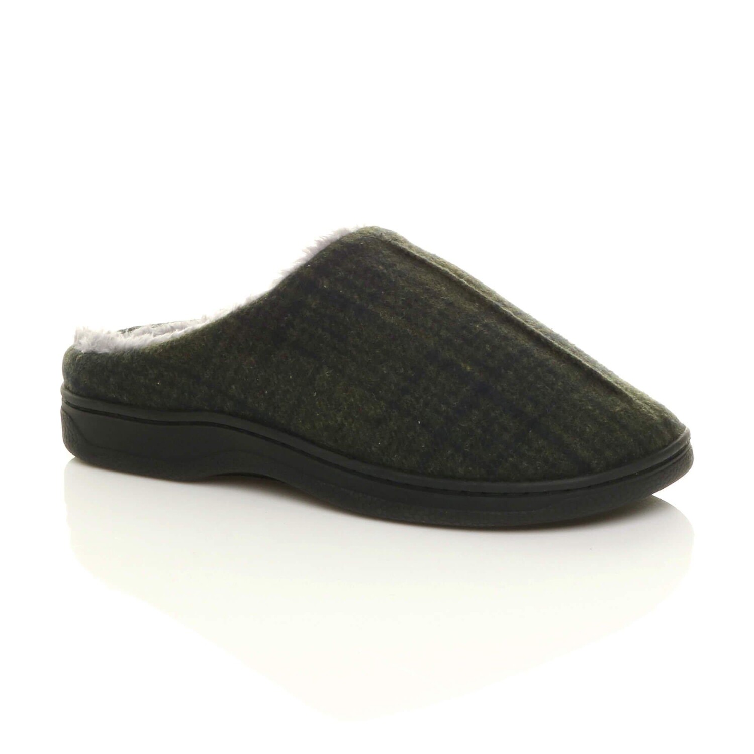 Домашняя обувь на плоском каблуке Тапочки в клетку тартан AJVANI, хаки 
Домашняя обувь на плоском каблуке Тапочки в клетку тартан AJVANI, хаки