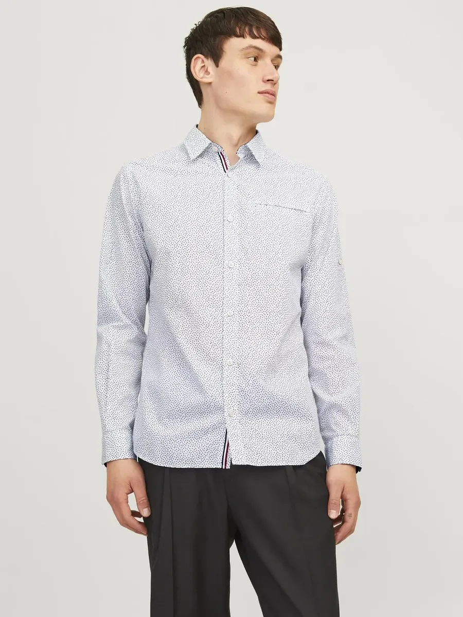 Рубашка с длинными рукавами Jack & Jones "JJEREMY DETAIL SHIRT LS NOOS", белый 
Рубашка с длинными рукавами Jack & Jones "JJEREMY DETAIL SHIRT LS NOOS", белый