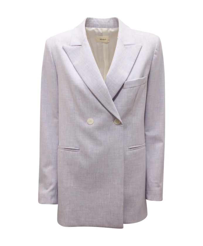 Двубортный шерстяной пиджак оверсайз Vicolo, фиолетовый
Двубортный шерстяной пиджак оверсайз Vicolo, фиолетовый