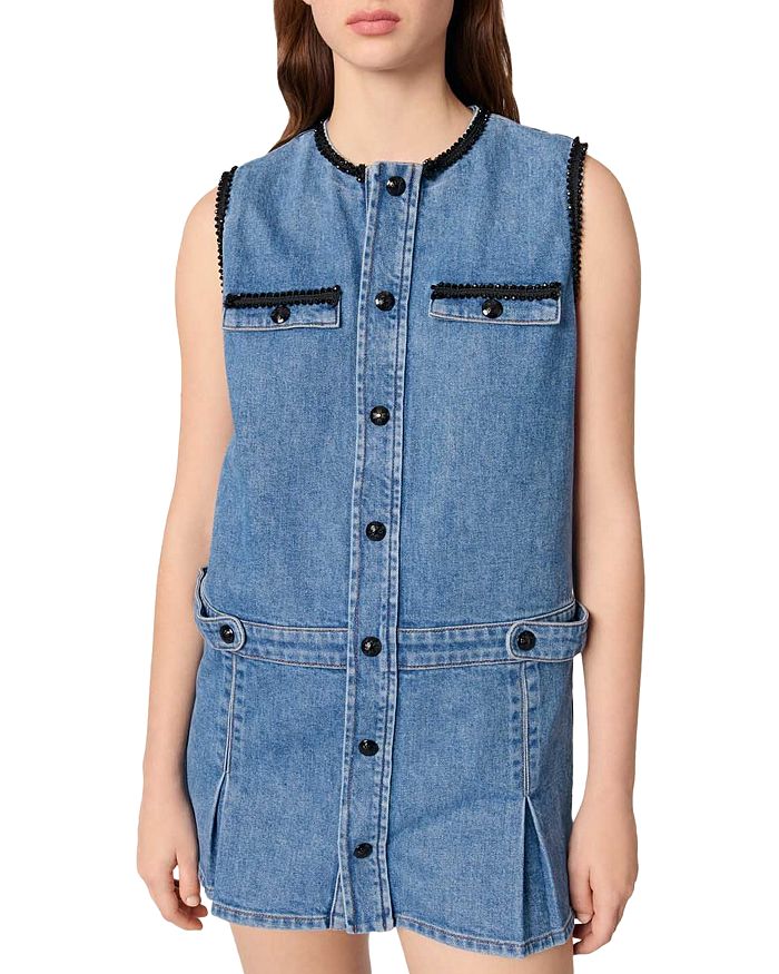 Джинсовое платье с вышитой отделкой Maje, синий
Джинсовое платье с вышитой отделкой Maje, синий