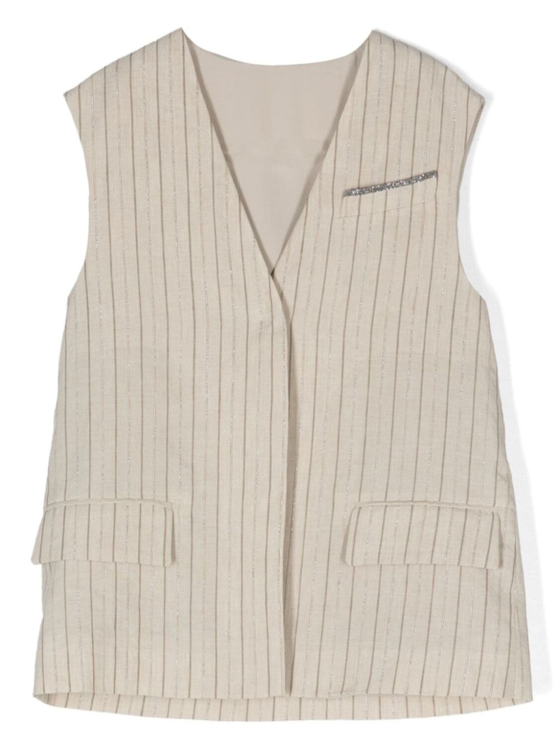 Жилет в тонкую полоску Brunello Cucinelli Kids, нейтральный
Жилет в тонкую полоску Brunello Cucinelli Kids, нейтральный