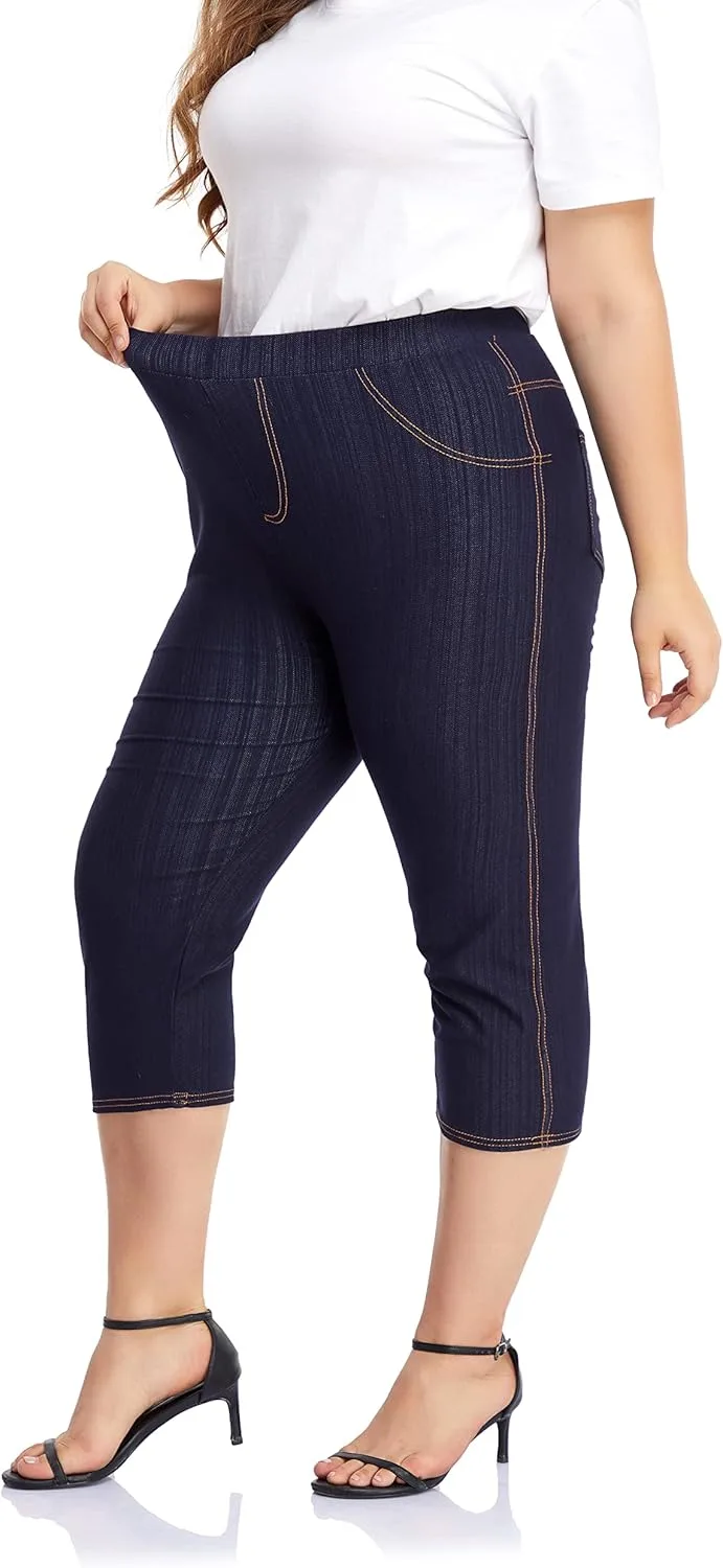 ELISS Jeggings для женщин Plus Size Capri Pull on Jean Pants High Waisted Leggings с карманами 1X-4X
ELISS Jeggings для женщин Plus Size Capri Pull on Jean Pants High Waisted Leggings с карманами 1X-4X