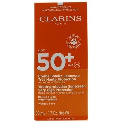Clarins Солнцезащитный крем для защиты молодости с очень высокой степенью защиты Spf50 50 мл
Clarins Солнцезащитный крем для защиты молодости с очень высокой степенью защиты Spf50 50 мл