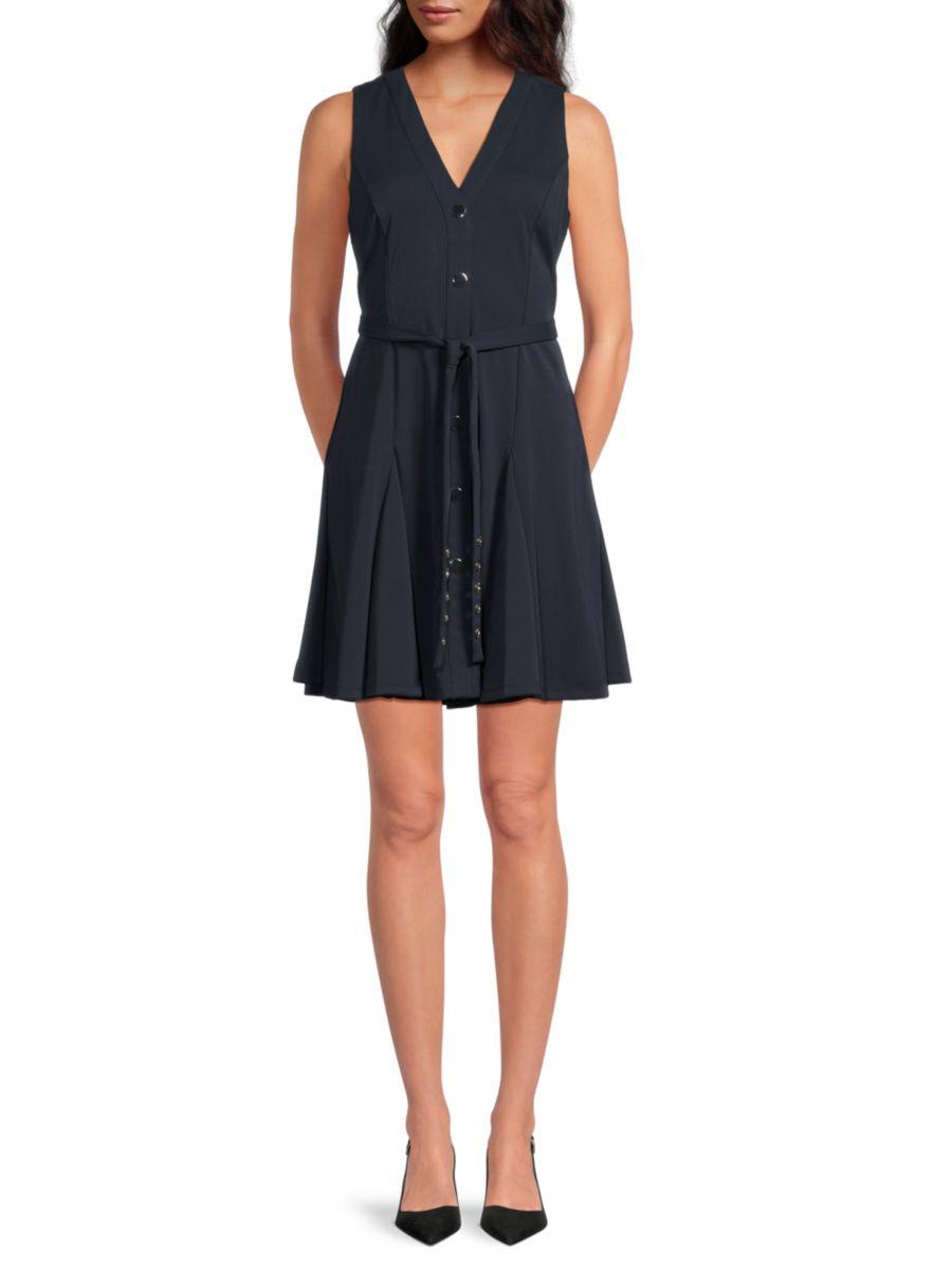 Мини-платье без рукавов с пуговицами спереди DKNY, темно-синий
Мини-платье без рукавов с пуговицами спереди DKNY, темно-синий