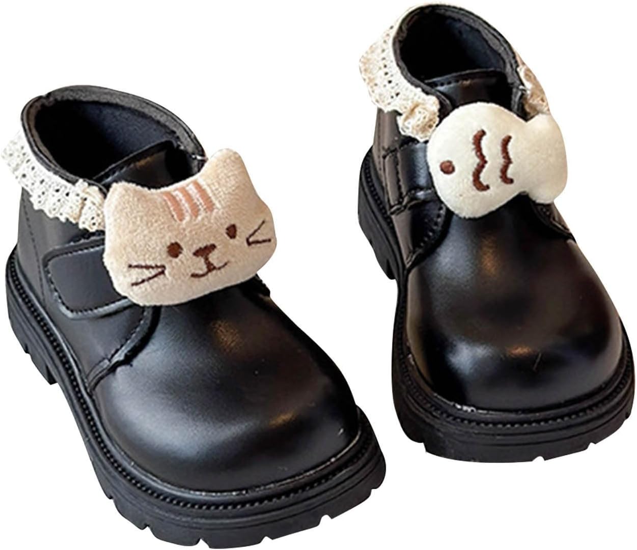 Детские милые короткие ботинки с кошкой, рыбкой и куклой, с лоскутным дизайном, зимние теплые с пушистой подкладкой модные ботильоны Generic, Black
Детские милые короткие ботинки с кошкой, рыбкой и куклой, с лоскутным дизайном, зимние теплые с пушистой подкладкой модные ботильоны Generic, Black
