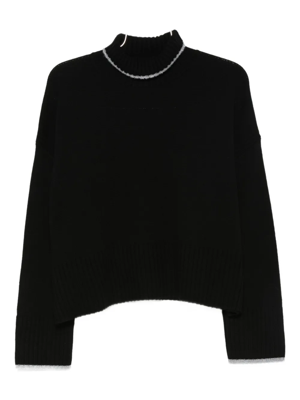 Укороченный свитер с высоким воротом PINKO, черный
Укороченный свитер с высоким воротом PINKO, черный