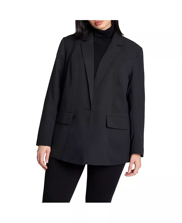 Женский удлиненный блейзер Fluid Crepe ELOQUII, черный
Женский удлиненный блейзер Fluid Crepe ELOQUII, черный