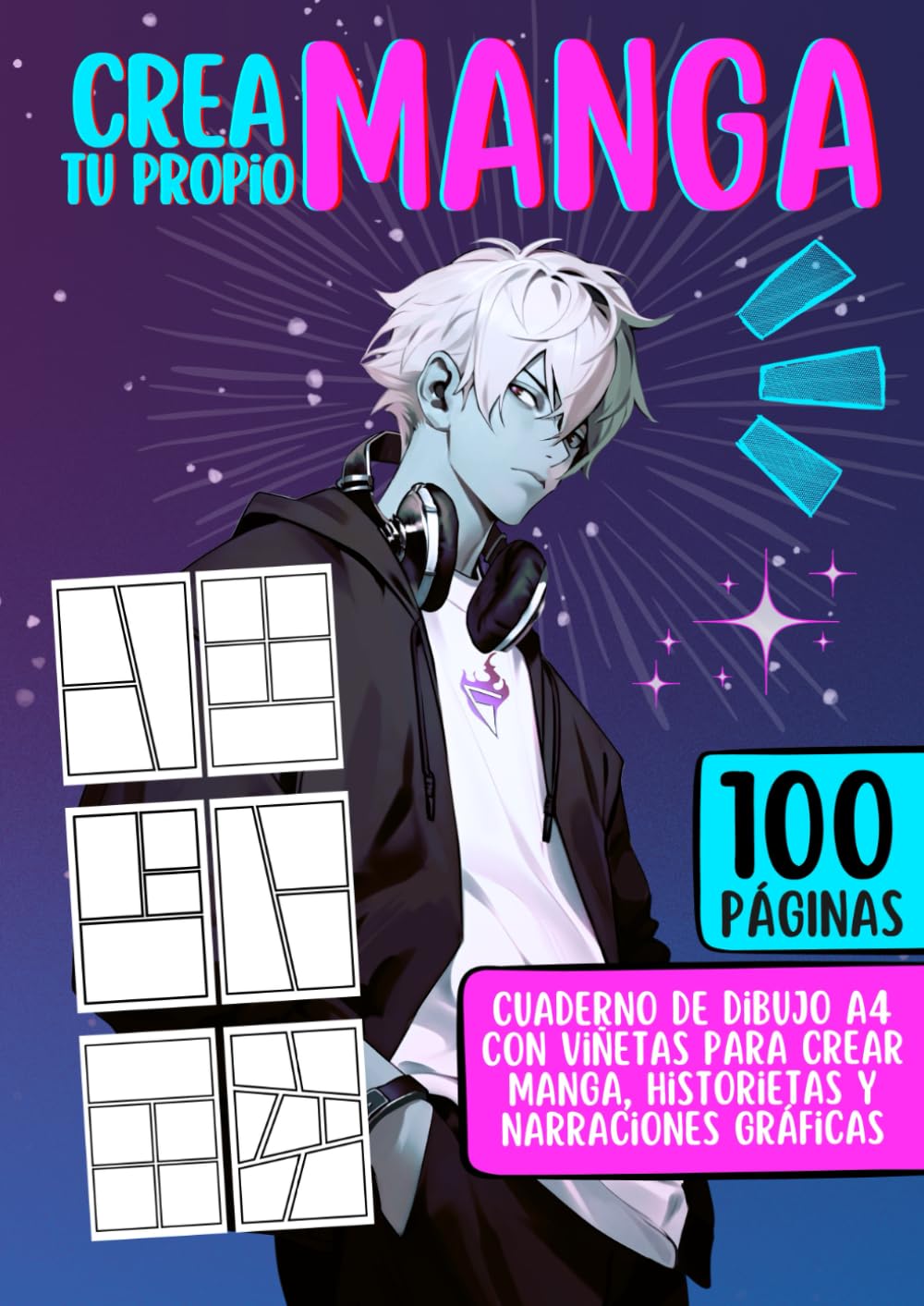 Crea tu propio Manga - Cuaderno de Viñetas en Blanco A4: 100 páginas con plantillas de viñetas y espacio creativo para dibujar tus propias historias manga (Spanish Edition) (Independently published)
Crea tu propio Manga - Cuaderno de Viñetas en Blanco A4: 100 páginas con plantillas de viñetas y espacio creativo para dibujar tus propias historias manga (Spanish Edition) (Independently published)