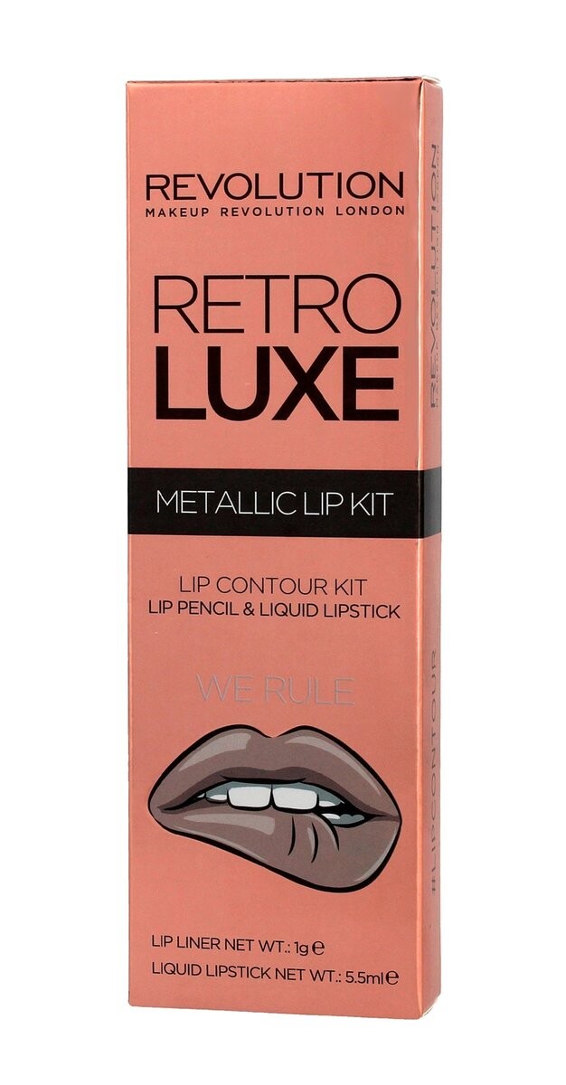Makeup Revolution, Набор для губ Retro Luxe Metallic, карандаш для губ + блеск для губ We Rule, 1 г + 5,5 мл
Makeup Revolution, Набор для губ Retro Luxe Metallic, карандаш для губ + блеск для губ We Rule, 1 г + 5,5 мл