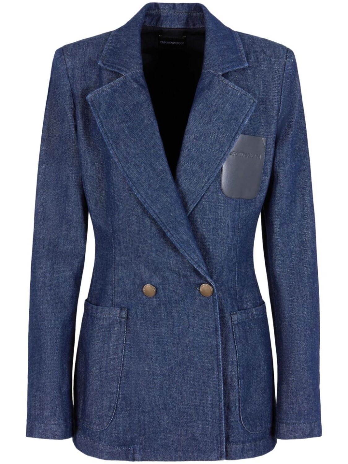 Emporio Armani двубортный блейзер из денима, синий
Emporio Armani двубортный блейзер из денима, синий