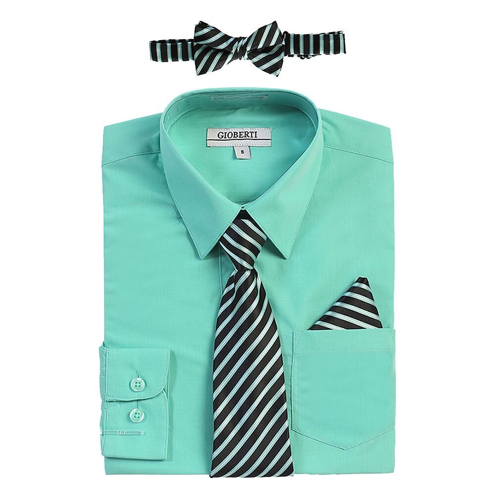 Детская классическая рубашка с длинными рукавами Gioberti + галстук в полоску, галстук-бабочка и носовой платок, цвет Mint B
Детская классическая рубашка с длинными рукавами Gioberti + галстук в полоску, галстук-бабочка и носовой платок, цвет Mint B