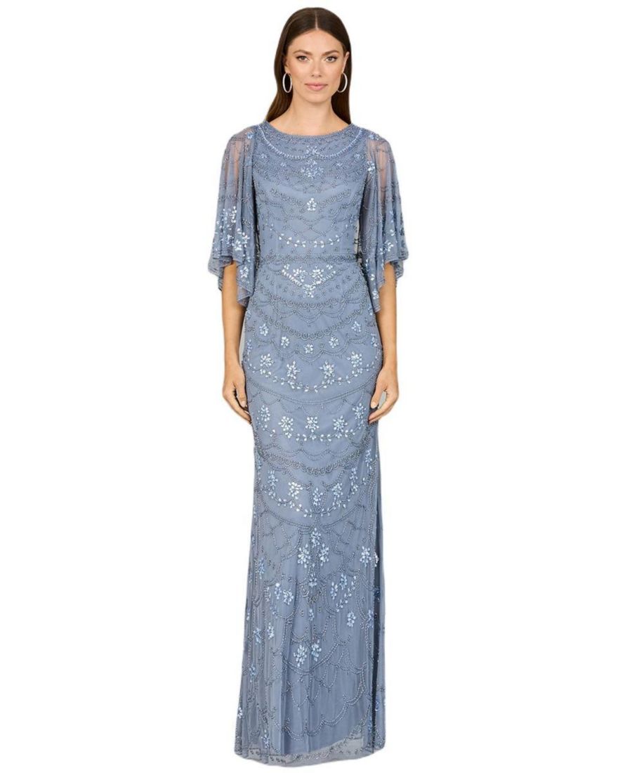 Женское платье с высоким воротником, рукавами-кейпами и бисером Lara, Dusty Periwinkle
Женское платье с высоким воротником, рукавами-кейпами и бисером Lara, Dusty Periwinkle