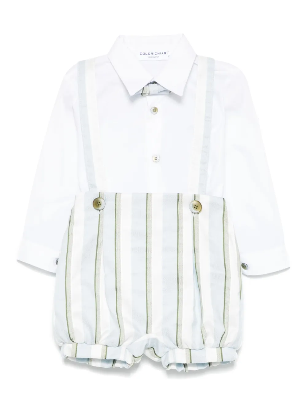 Комплект из шортов и рубашки в полоску Colorichiari, зеленый
Комплект из шортов и рубашки в полоску Colorichiari, зеленый