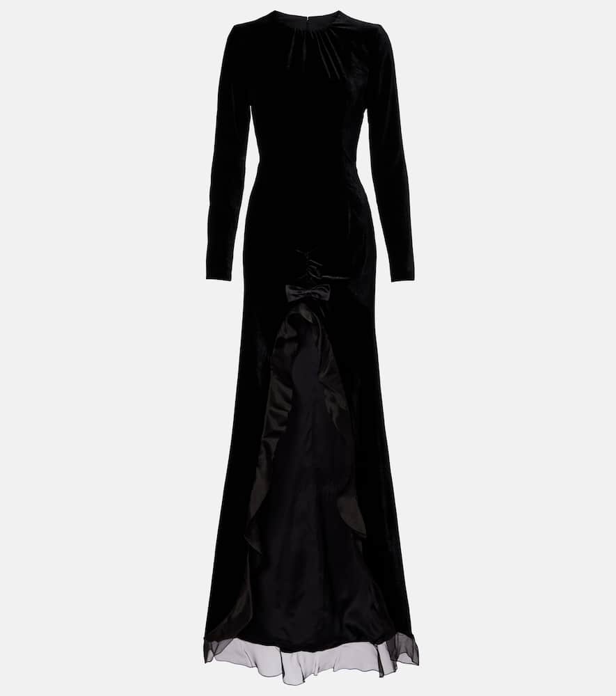 Асимметричное бархатное платье с плиссированной отделкой из шелка Alessandra Rich, Black
Асимметричное бархатное платье с плиссированной отделкой из шелка Alessandra Rich, Black