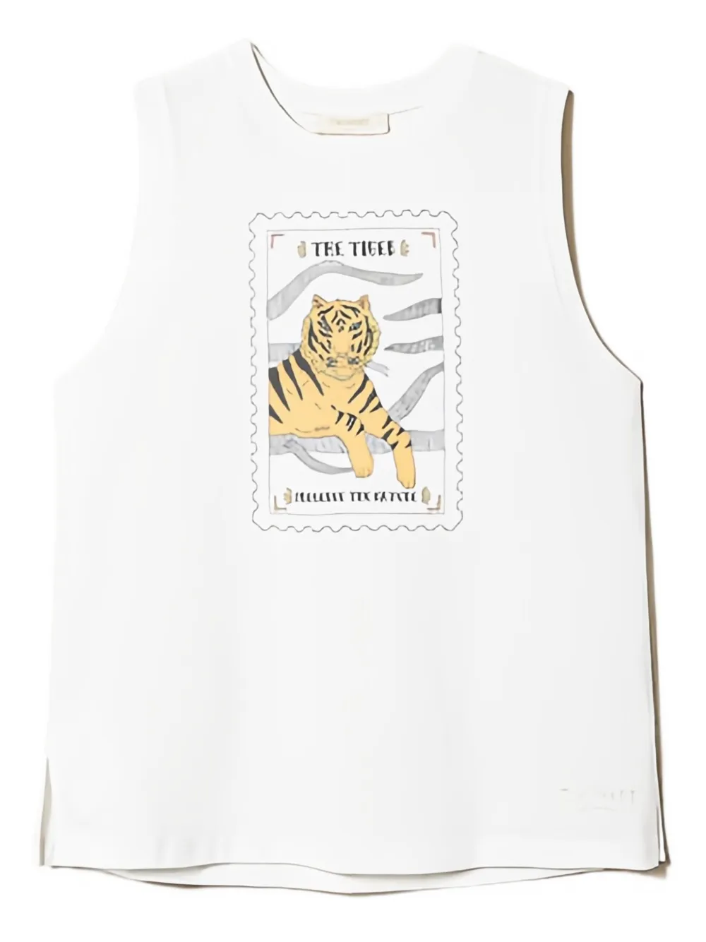 Топ без рукавов с тигровым принтом TWINSET, белый
Топ без рукавов с тигровым принтом TWINSET, белый
