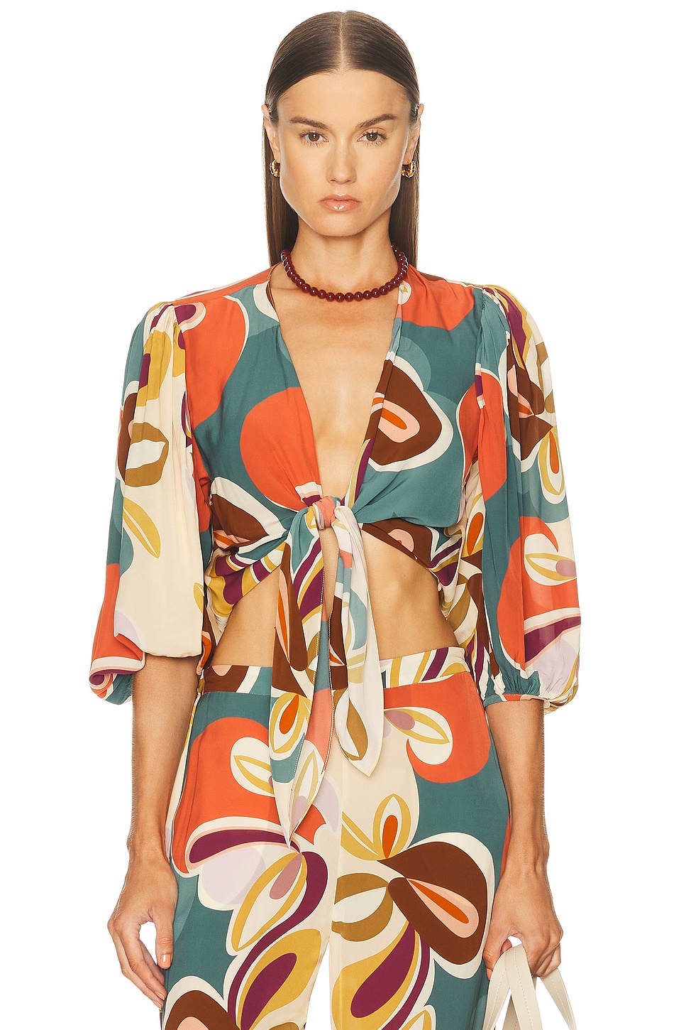 Organic Floral Puff Sleeved Блуза Adriana Degreas, Unique 
Organic Floral Puff Sleeved Блуза Adriana Degreas, Unique