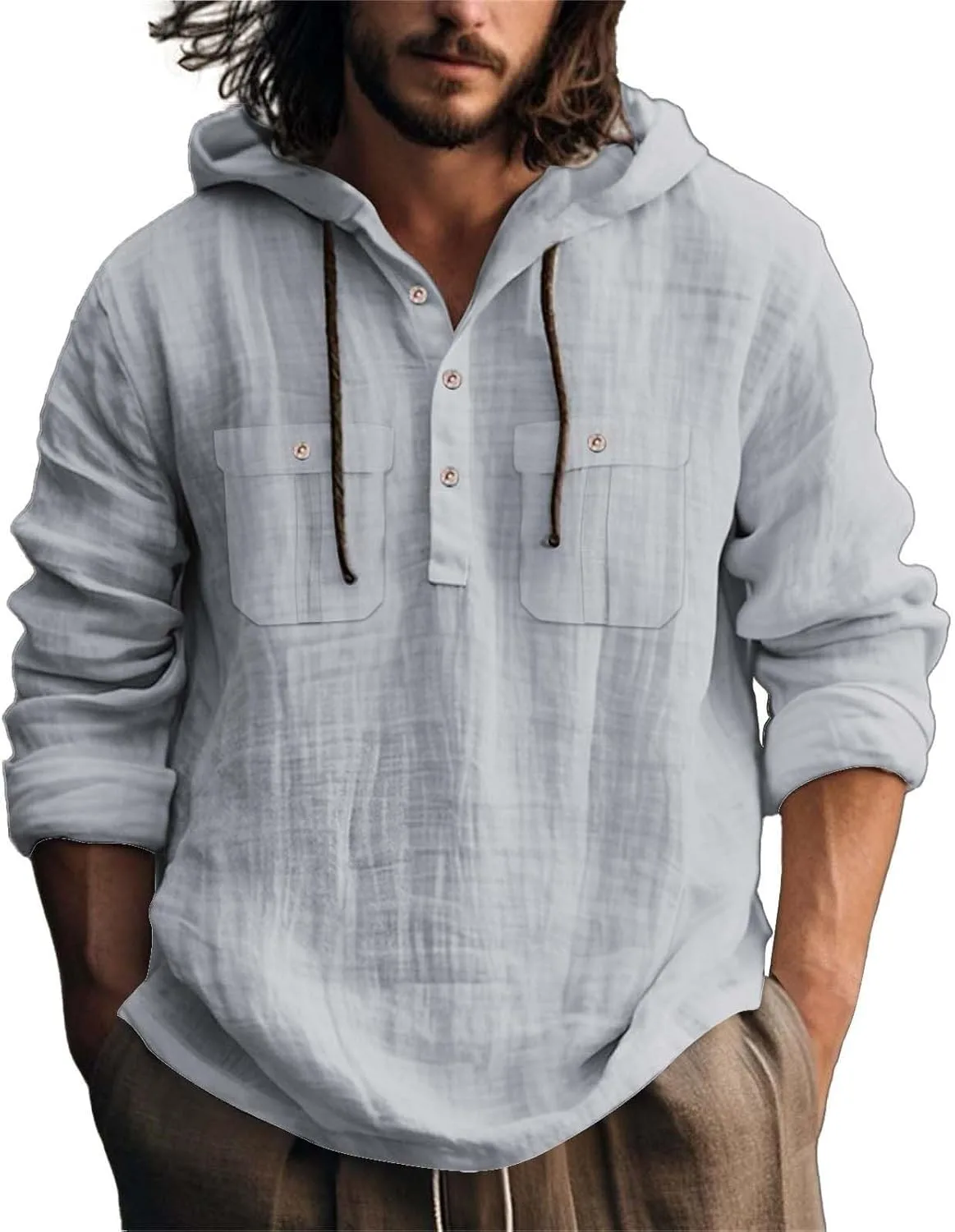 Мужская дышащая хлопковая льняная толстовка с длинным рукавом и капюшоном, легкая куртка на пуговицах для весны и осени ESKNAS
Мужская дышащая хлопковая льняная толстовка с длинным рукавом и капюшоном, легкая куртка на пуговицах для весны и осени ESKNAS