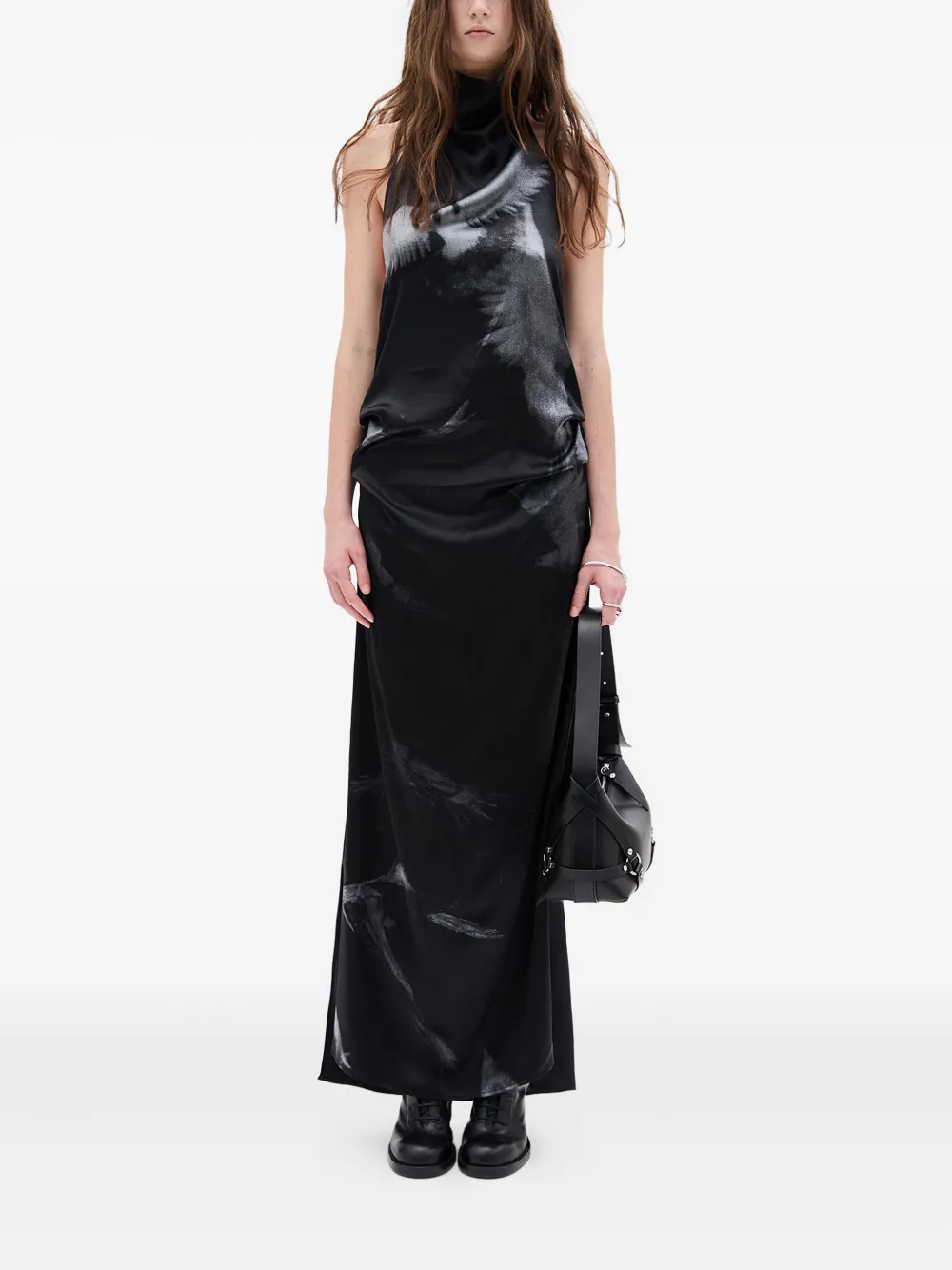 Платье на шее с принтом голубей Ann Demeulemeester, черный
Платье на шее с принтом голубей Ann Demeulemeester, черный
