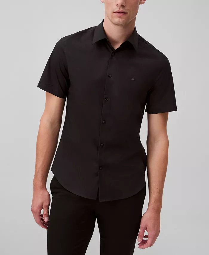 Мужская классическая рубашка с коротким рукавом Slim Fit, однотонная, на пуговицах, с эластичной тканью Calvin Klein, черный
Мужская классическая рубашка с коротким рукавом Slim Fit, однотонная, на пуговицах, с эластичной тканью Calvin Klein, черный