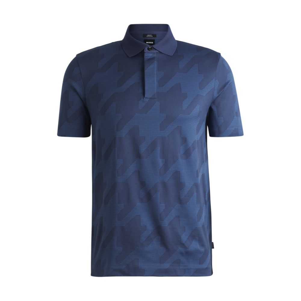 Рубашка-поло облегающего кроя из мерсеризованного хлопка с жаккардовым узором «гусиная лапка» BOSS
Рубашка-поло облегающего кроя из мерсеризованного хлопка с жаккардовым узором «гусиная лапка» BOSS