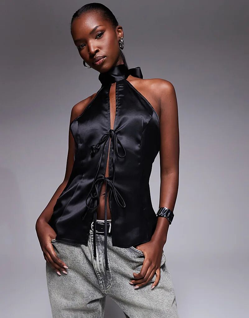 Атласный топ с высоким воротом и завязкой спереди ASOS DESIGN черного цвета
Атласный топ с высоким воротом и завязкой спереди ASOS DESIGN черного цвета