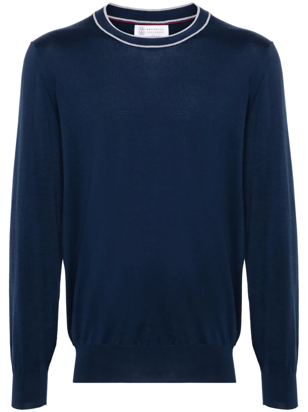 Джемпер с контрастным воротником Brunello Cucinelli, синий
Джемпер с контрастным воротником Brunello Cucinelli, синий