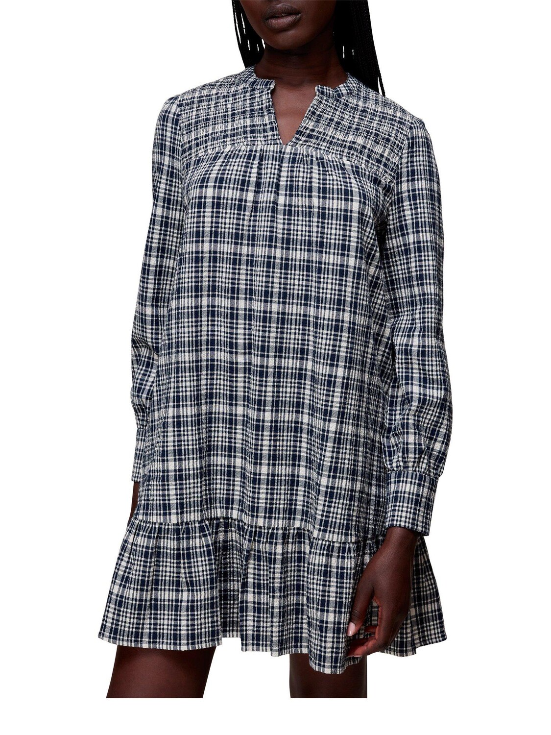 Платье в клетку из жатого хлопка Whistles, темно-синий
Платье в клетку из жатого хлопка Whistles, темно-синий