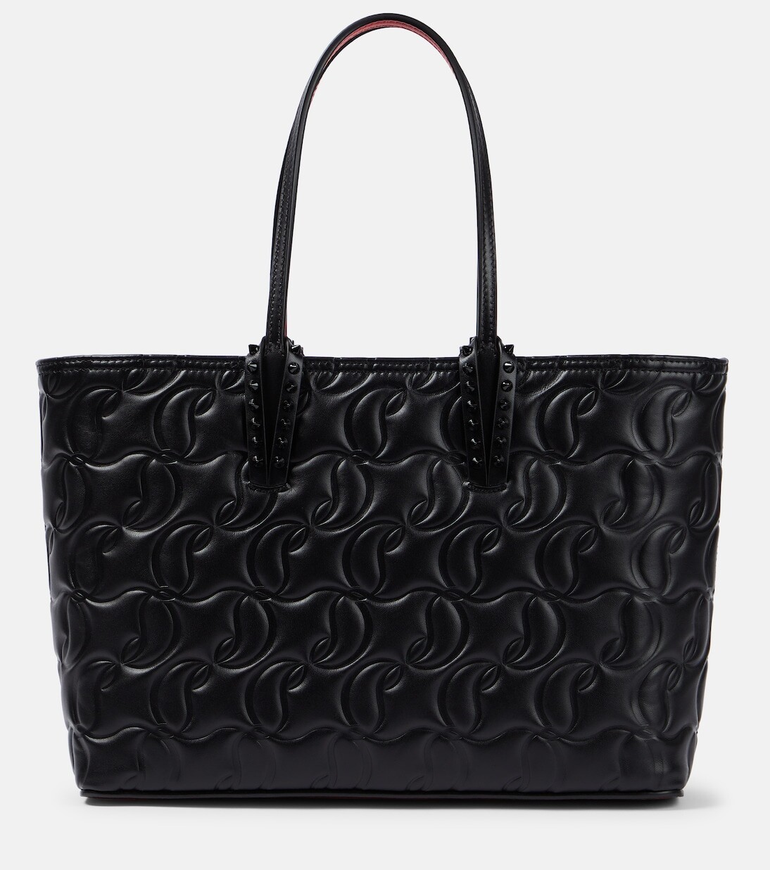 Cabata маленькая кожаная сумка-тоут Christian Louboutin, черный 
Cabata маленькая кожаная сумка-тоут Christian Louboutin, черный