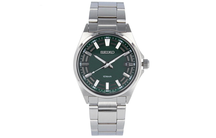 Кварцевые часы Seiko SUR503P на стальном браслете 40x40x10 мм с зеленым циферблатом
Кварцевые часы Seiko SUR503P на стальном браслете 40x40x10 мм с зеленым циферблатом